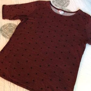 Adorable black and burgundy polkadot top